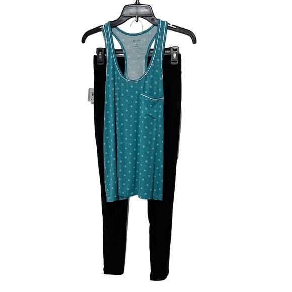 ALFANI WOMENS PAJAMAS MODAL SET TANK TOP TEAL & LEGGINGS CLASSIC BLACK SIZE XS - Picture 1 of 15